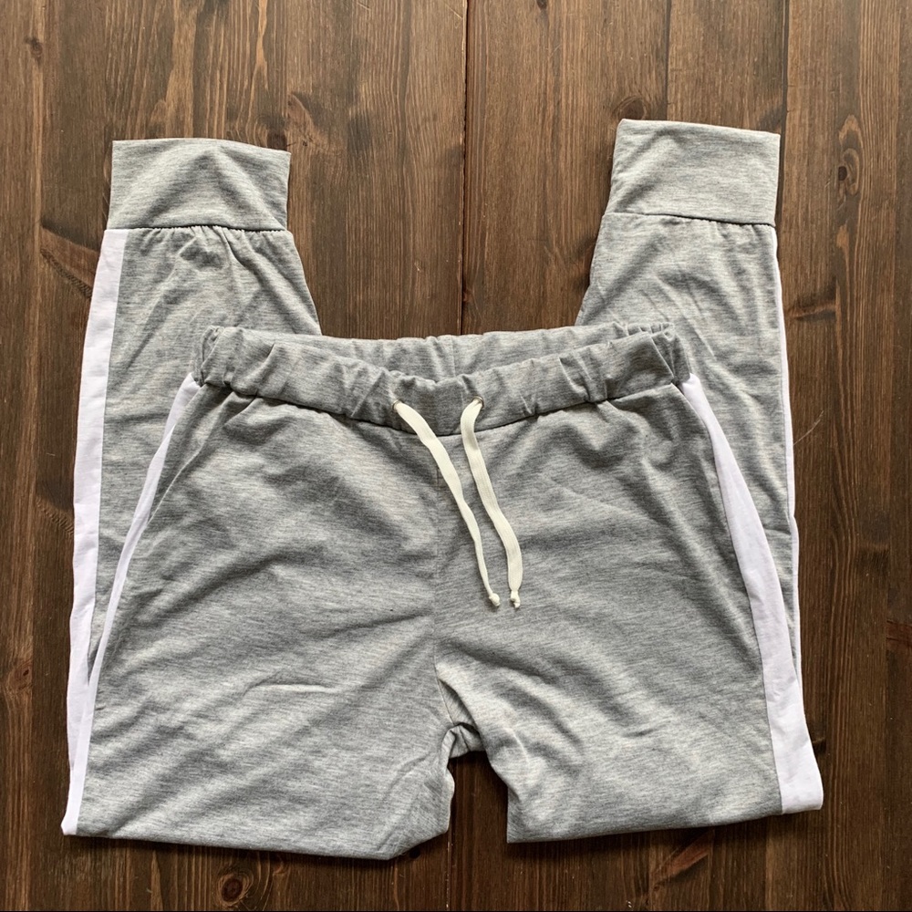 Grey and White Striped Light Lounge Sweatpants